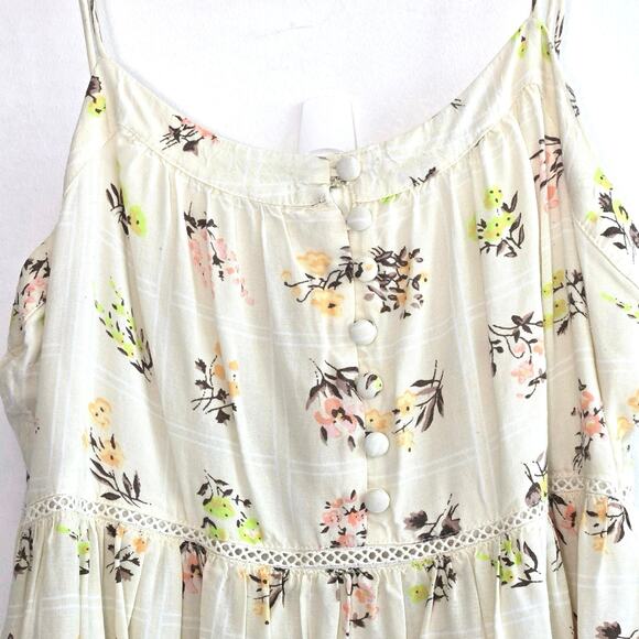 Urban Outfitters Yellow Floral Honey Tiered Mini Dress. Size Small. - Picture 3 of 10